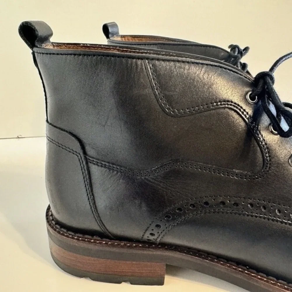 Johnston & Murphy Black Leather Wingtip Brogue Chukka Boots Dress Shoes 13 48-04
